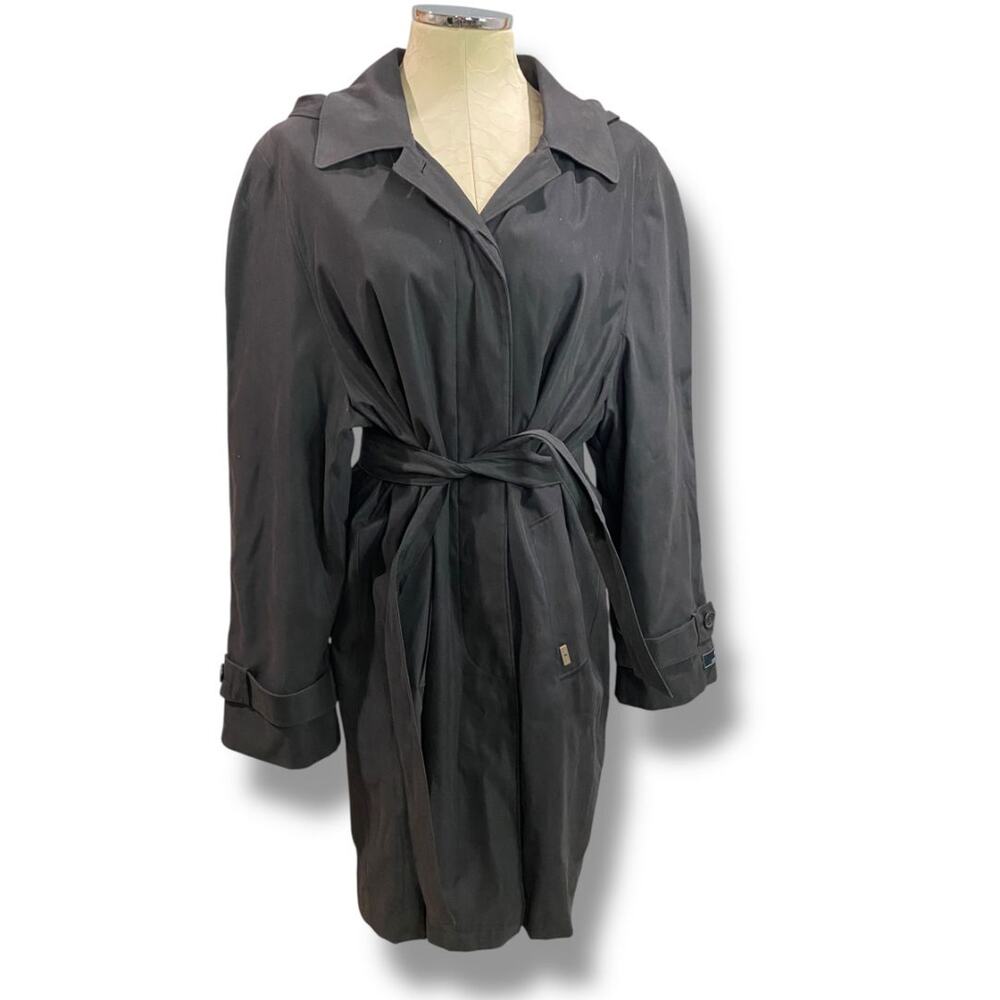 Size XL London Fog Womens Black Microfiber Overcoat Vintage